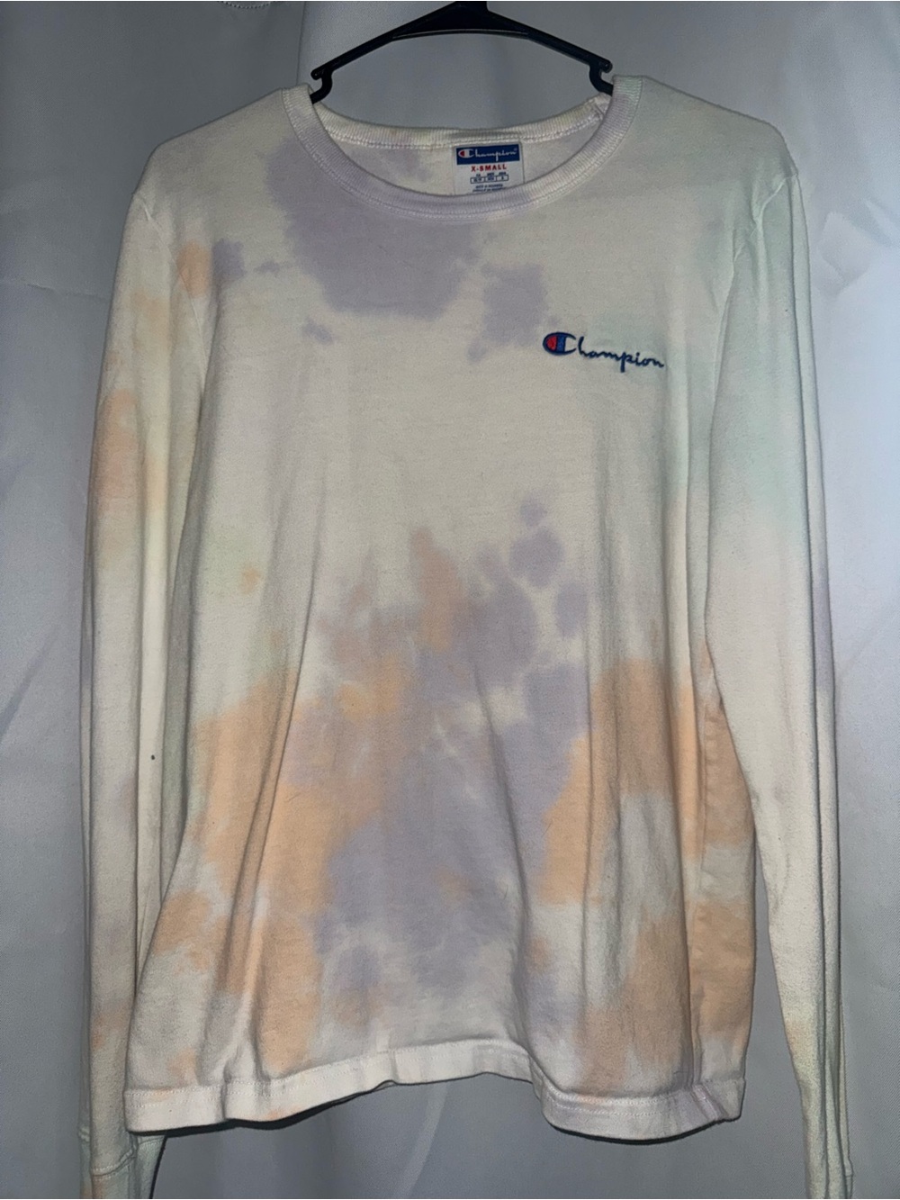 Champion Pastel Tie-Dye Crewneck Sweatshirt - Peach & Lavender on Cream